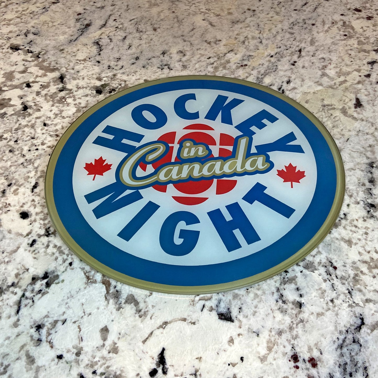 Tempered Glass Cutting Board (Round) - Hockey Night in Canada