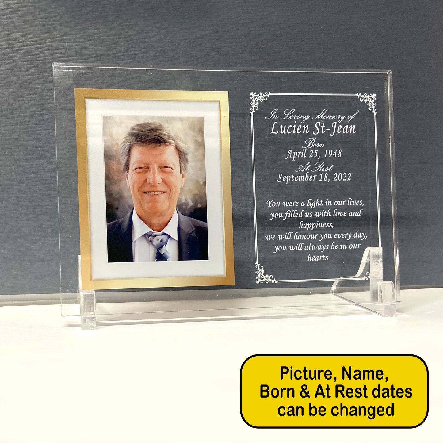Personalized Memorial Plaque | Custom Gifts | Bereavement Gift | Sympathy Gift | Desk Picture Photo Frame Sign