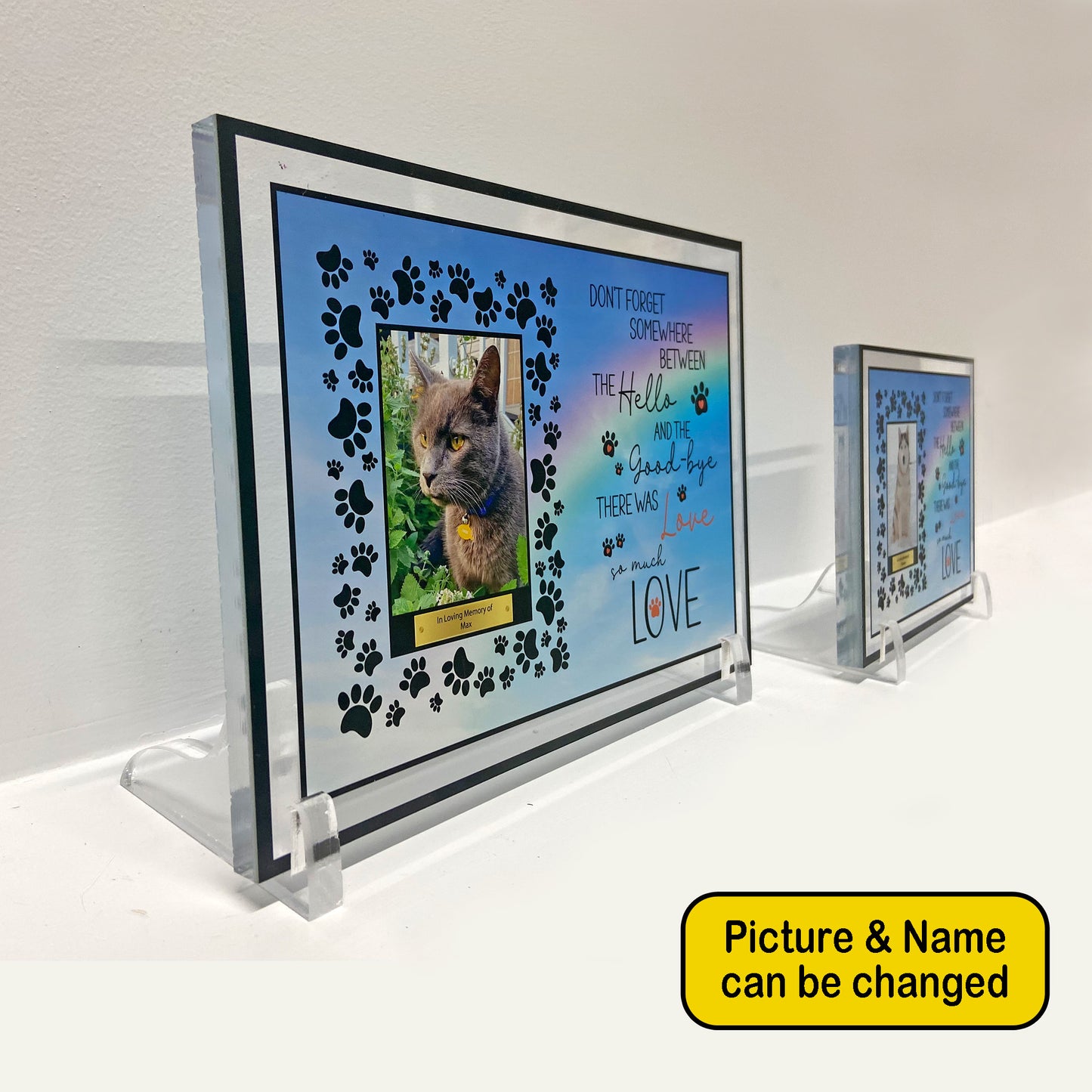 Personalized Rainbow Bridge Memorial Plaque | Sympathy Gift Pet Loss | Desk Picture | Custom Dog Cat Bereavement Keepsake Photo Frame Sign