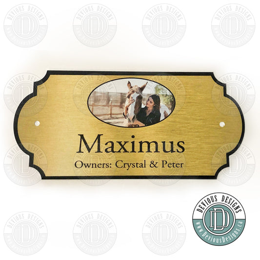 Barn Stall Signs #2 with Picture | Horse Stall Name Plate | Barn Plaque | Custom Name Sign for Horse Stall