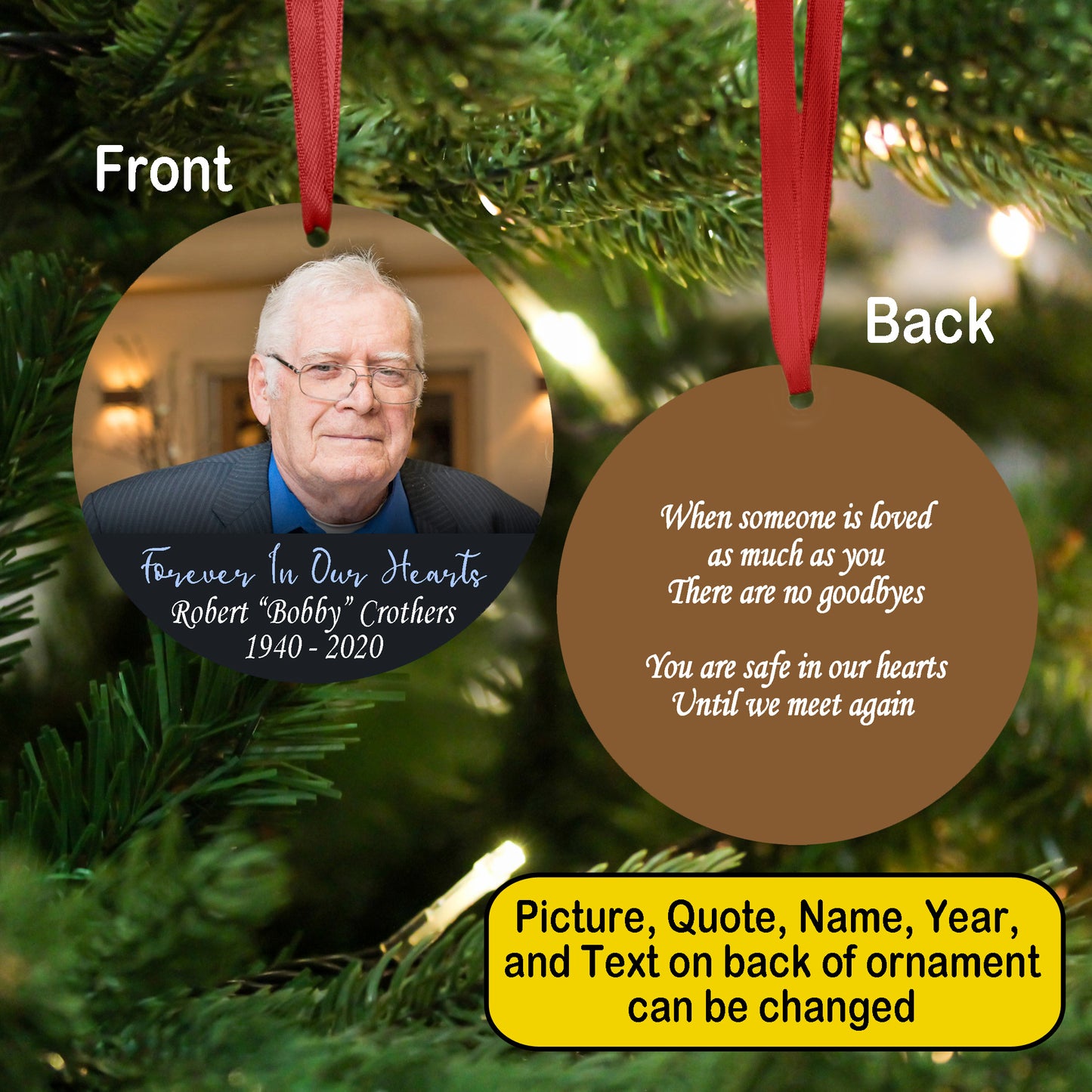 Personalized "Forever In Our Hearts" Ornament | Aluminum Ornament Double Sided