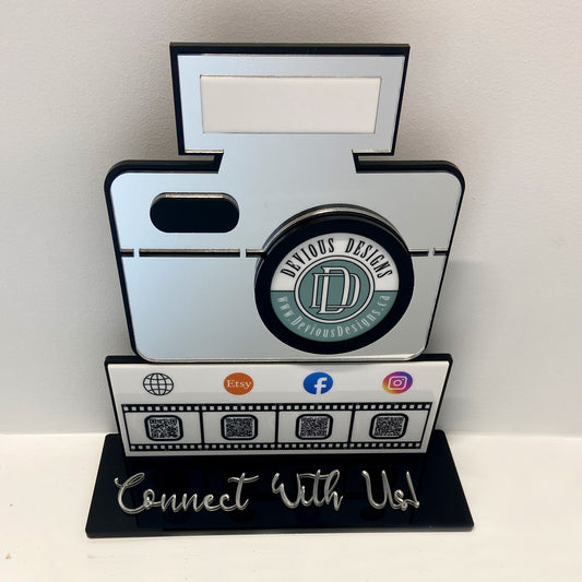Camera Connect With Us! QR Code Sign