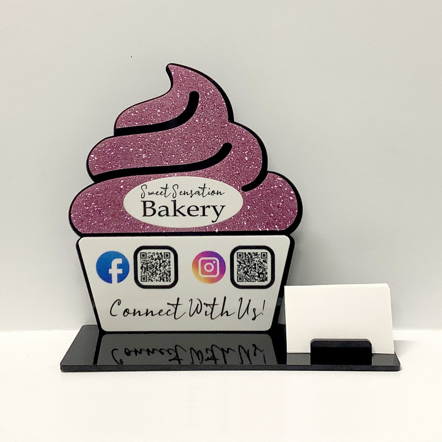 Cupcake Connect With Us! QR Code Sign