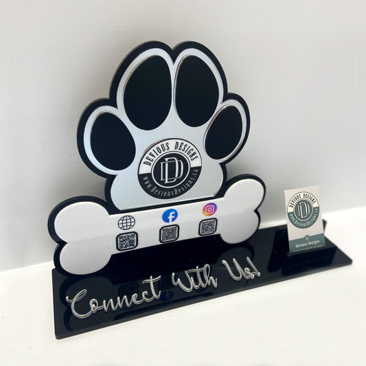 Paw Print Connect With Us! QR Code Sign