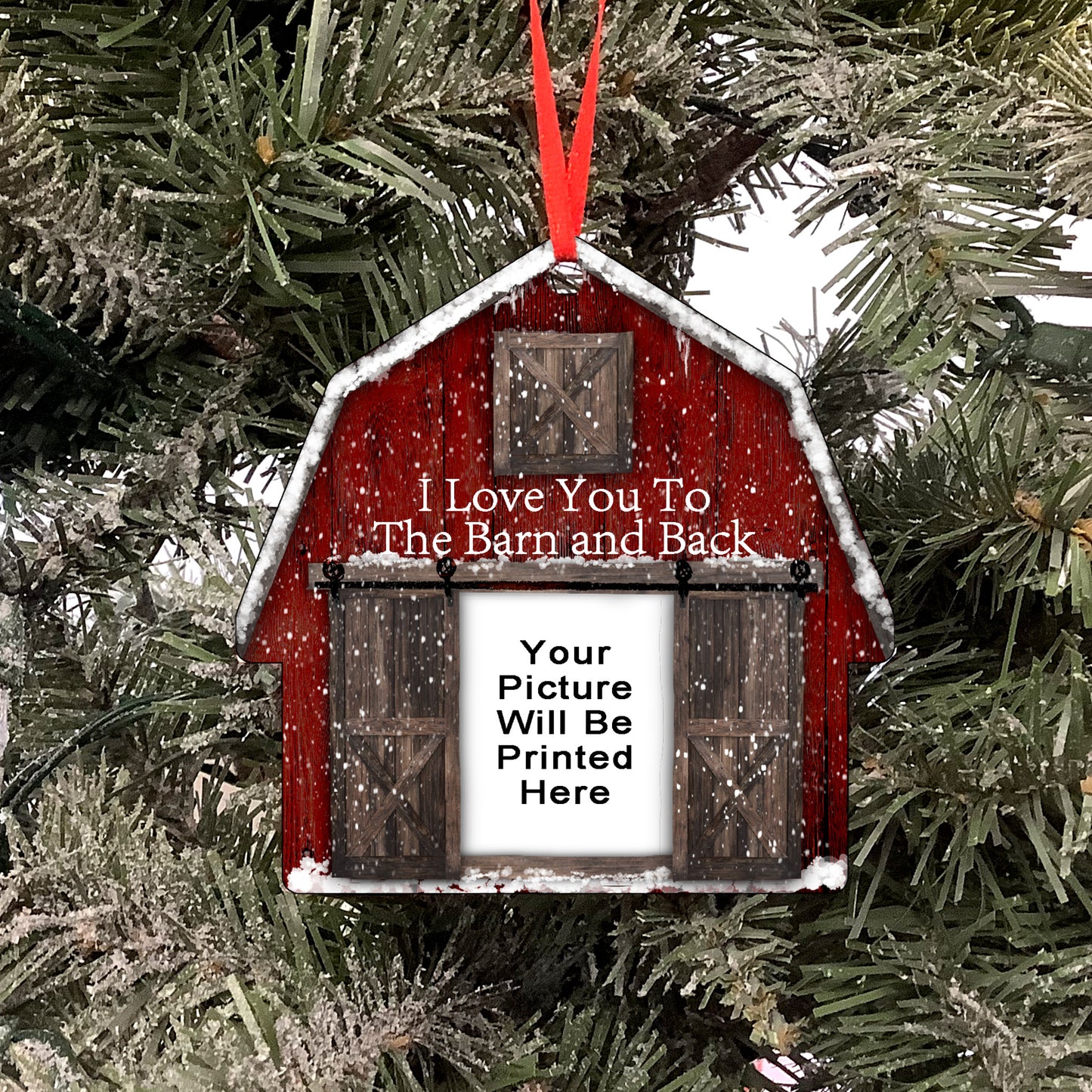 Ornament Red Barn - I Love You to the Barn and Back