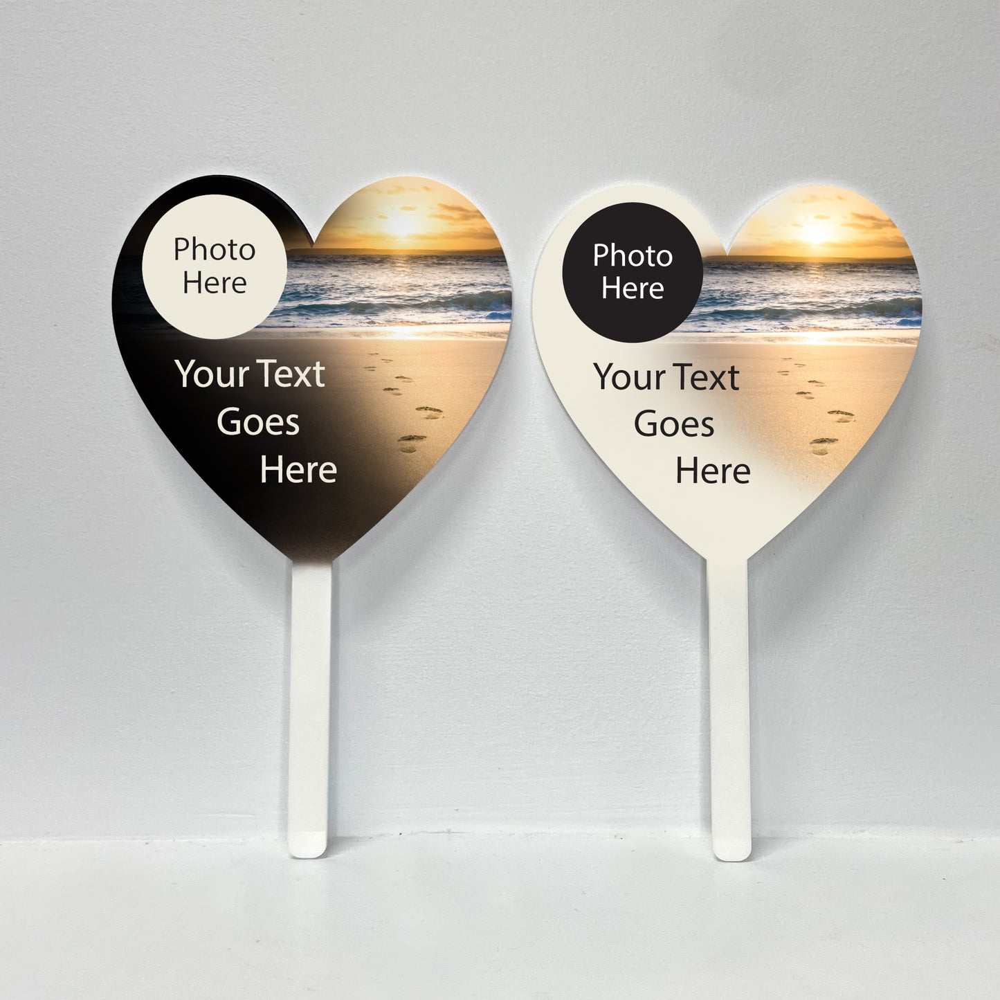 Custom Footprints in the Sand Personalized Cemetery Memorial Heart Stake / Grave Decoration