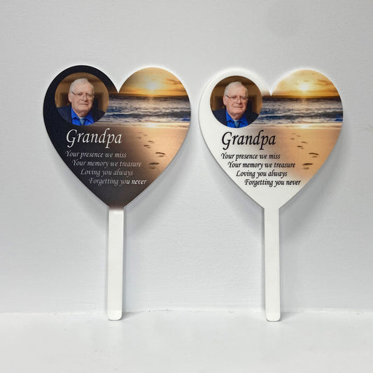 Footprints in the Sand Personalized Cemetery Memorial Heart Stake / Grave Decoration