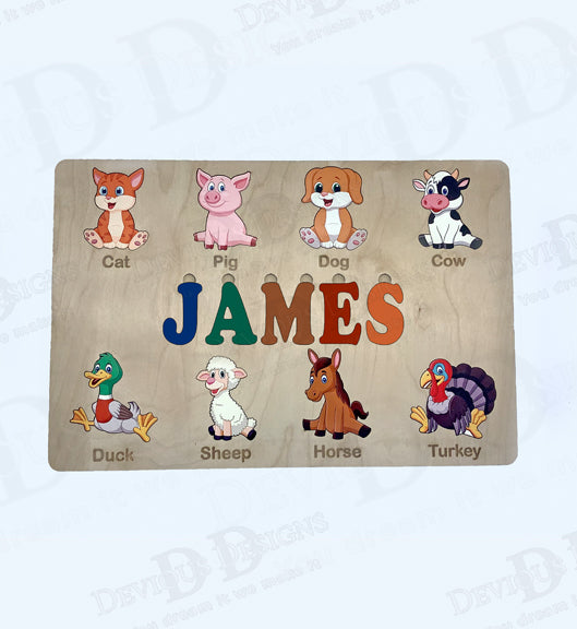 Custom Name Puzzle with Animals
