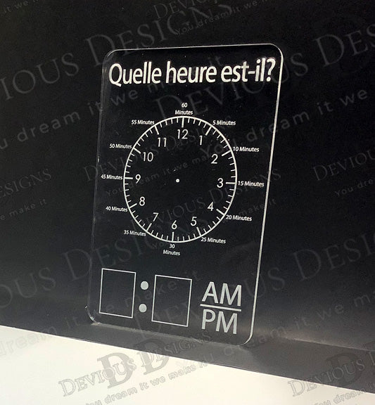 "Quelle heure est-il?" - French Clock Dry Erase Board
