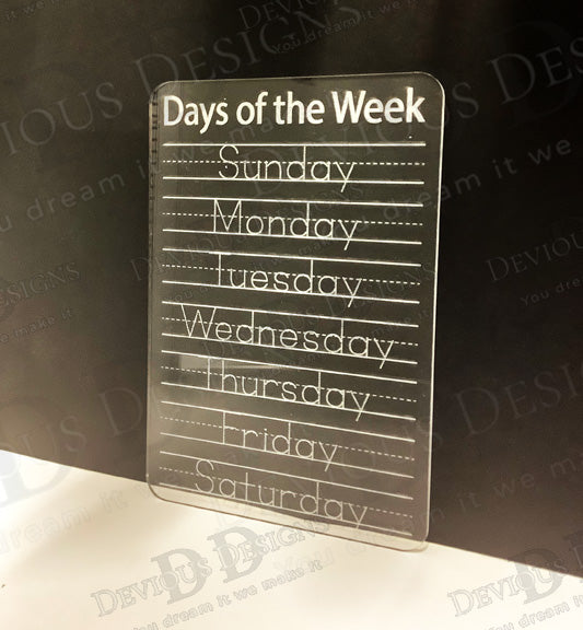Days of the Week - Dry Erase Board