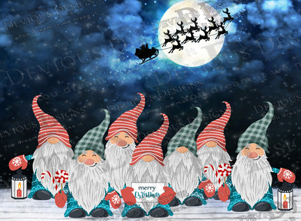 Tempered Glass Cutting Board - Gnomes and Santa Clause - 11in x 14in