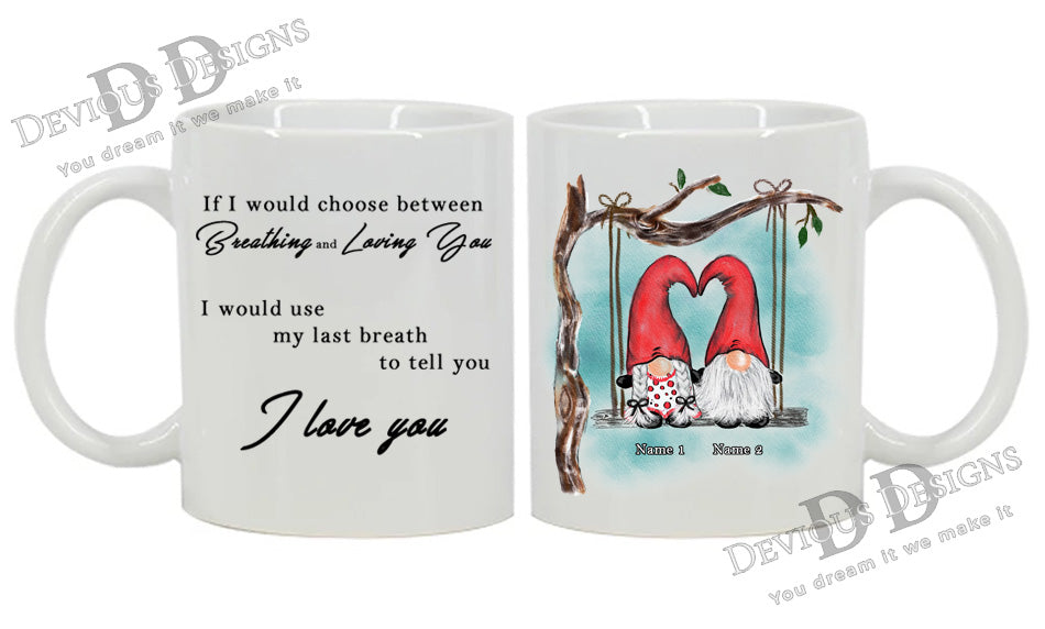 Mug Personalized - Gnomes on Swing - I Love You