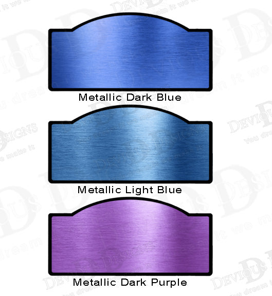 The Barn Stall Signs are available in the following colours : Metallic Dark Blue, Metallic Light Blue, Metallic Dark Purple.
