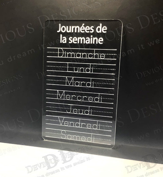 "Journées de la semaine" - French Dry Erase Board