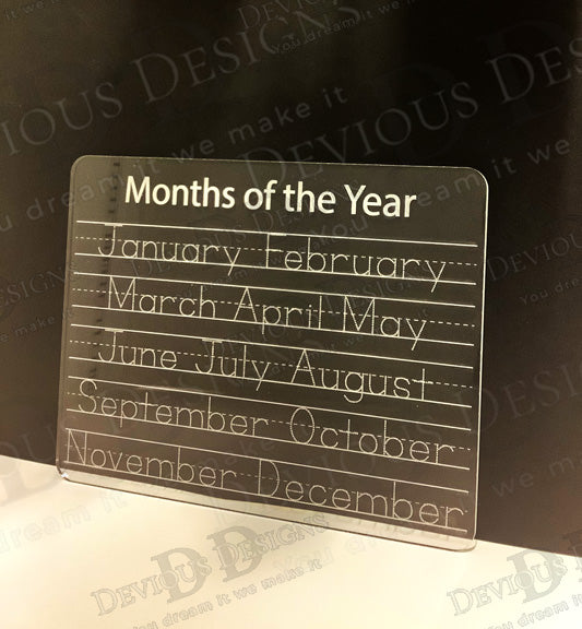 Months of the Year - Dry Erase Board
