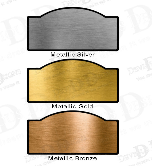 The Barn Stall Signs are available in the following colours : Metallic Silver, Metallic Gold, Metallic Bronze.