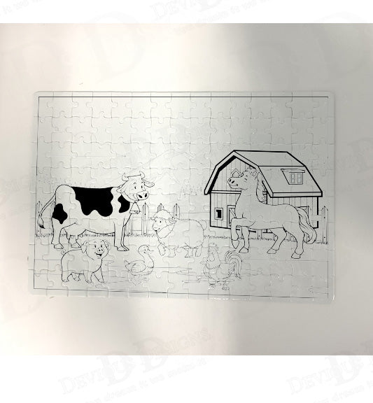 Barn Colouring Puzzle - Rectangle Shape